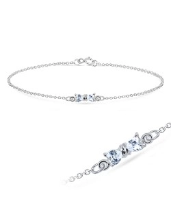 Cutie Bow with CZ Stones Silver Anklet ANK-194